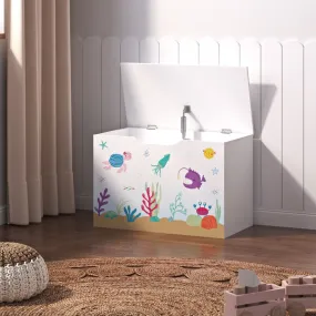 Coffre de rangement Oleiros pour enfant 40 x 60 x 30 cm blanc